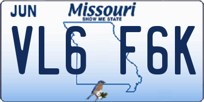 MO license plate VL6F6K