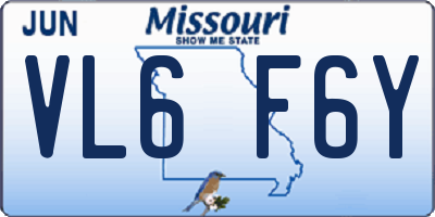 MO license plate VL6F6Y