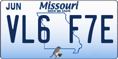 MO license plate VL6F7E