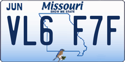 MO license plate VL6F7F