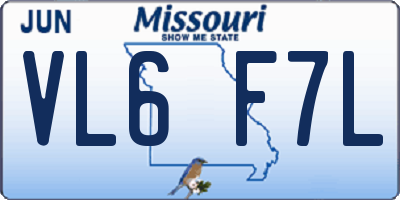 MO license plate VL6F7L