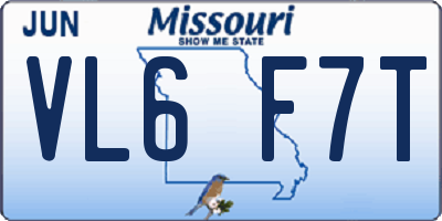 MO license plate VL6F7T