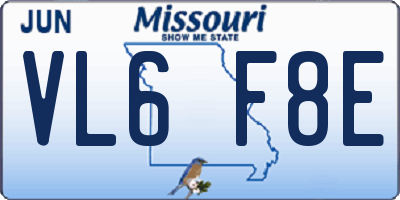 MO license plate VL6F8E