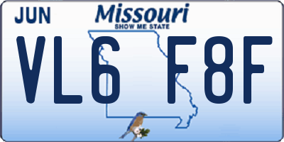 MO license plate VL6F8F