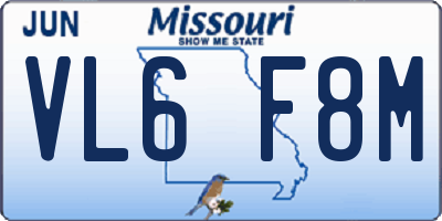 MO license plate VL6F8M