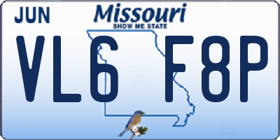 MO license plate VL6F8P