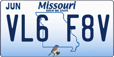 MO license plate VL6F8V