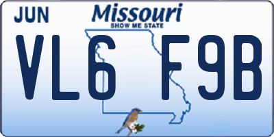 MO license plate VL6F9B