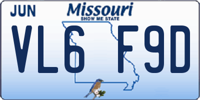 MO license plate VL6F9D