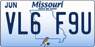 MO license plate VL6F9U