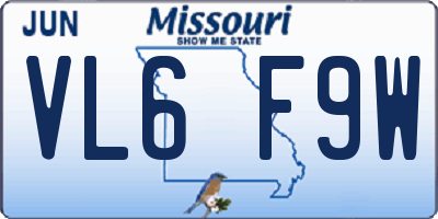 MO license plate VL6F9W