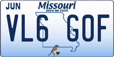 MO license plate VL6G0F