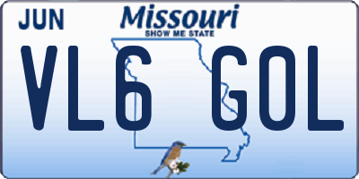 MO license plate VL6G0L