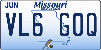 MO license plate VL6G0Q
