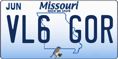 MO license plate VL6G0R
