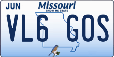 MO license plate VL6G0S