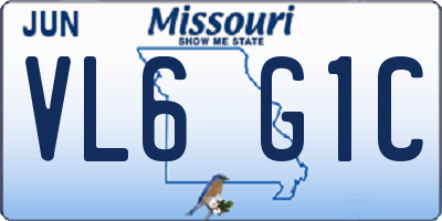 MO license plate VL6G1C