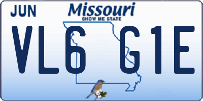 MO license plate VL6G1E