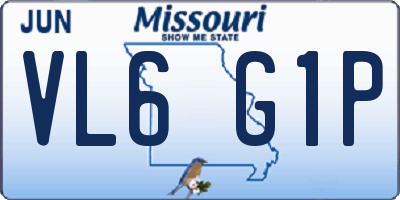 MO license plate VL6G1P