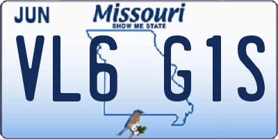 MO license plate VL6G1S