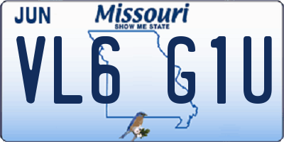 MO license plate VL6G1U