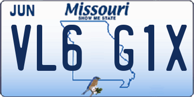 MO license plate VL6G1X