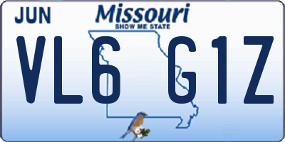 MO license plate VL6G1Z