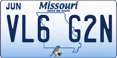 MO license plate VL6G2N