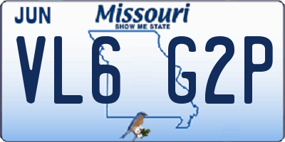 MO license plate VL6G2P