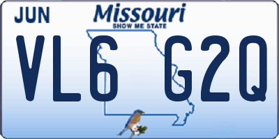 MO license plate VL6G2Q
