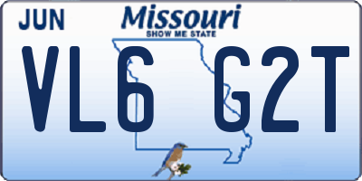 MO license plate VL6G2T