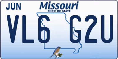 MO license plate VL6G2U