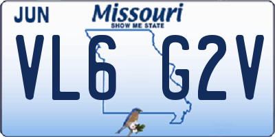 MO license plate VL6G2V