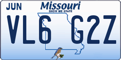 MO license plate VL6G2Z