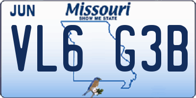 MO license plate VL6G3B