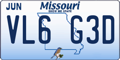 MO license plate VL6G3D