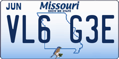 MO license plate VL6G3E