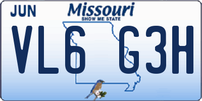 MO license plate VL6G3H