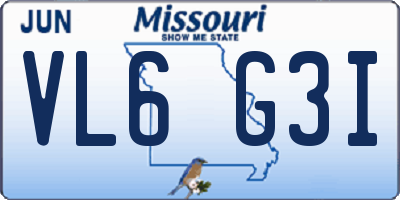 MO license plate VL6G3I