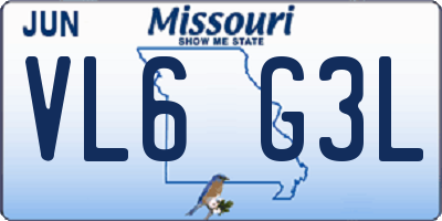 MO license plate VL6G3L