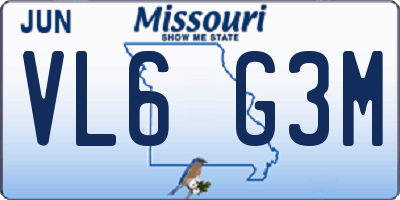 MO license plate VL6G3M