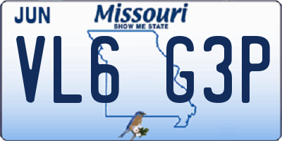 MO license plate VL6G3P