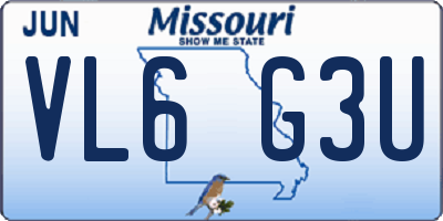 MO license plate VL6G3U