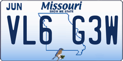 MO license plate VL6G3W