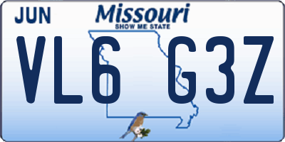 MO license plate VL6G3Z