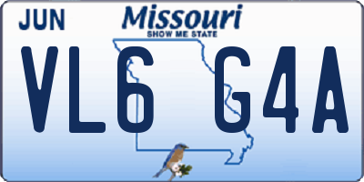 MO license plate VL6G4A