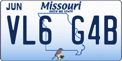 MO license plate VL6G4B
