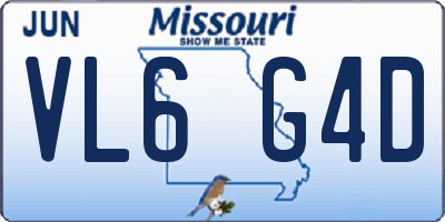 MO license plate VL6G4D