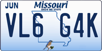 MO license plate VL6G4K