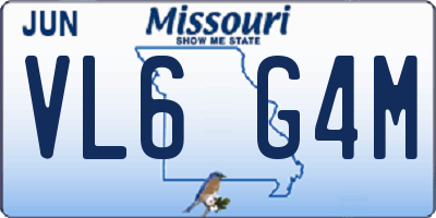 MO license plate VL6G4M